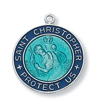 0.87 x 0.75 x 0.7 in. Sterling Silver St. Christopher Pendant for Brass Chain