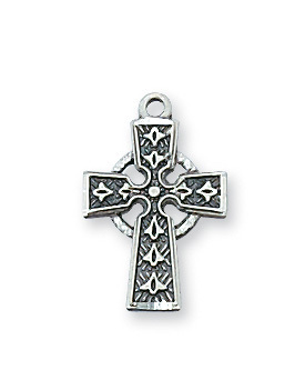 L8023 0.58 x 0.37 x 0.5 in. Sterling Silver Celtic Cross Pendant for Brass Chain