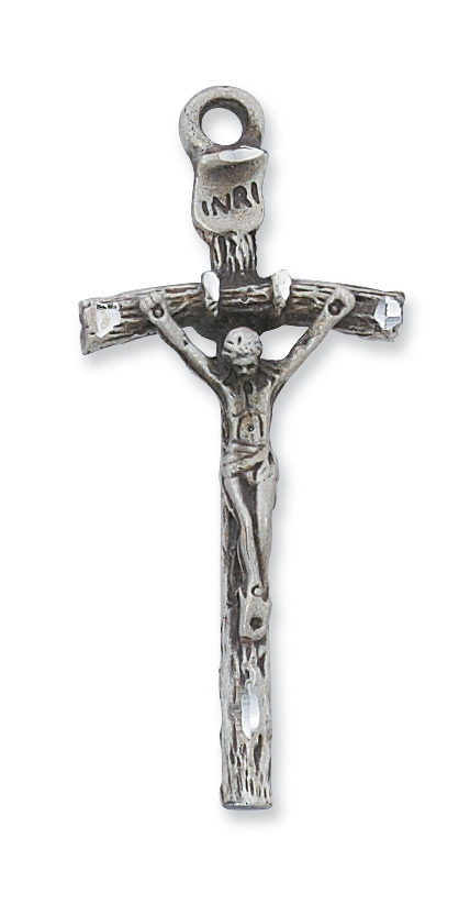 2.08 x 0.9 x 0.28 in. Sterling Silver Papal Crucifix Pendant