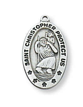 L464 0.71 x .41 x 0.5 in. Sterling Silver St. Christopher Pendant