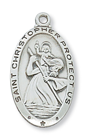 L550CH 1.19 x 0.65 x 0.7 in. Sterling Silver St.Christopher Pendant for Brass Chain