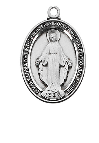 0.95 x 0.65 x 0.6 in. Sterling Silver Miraculous Pendant
