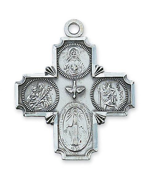 1.36 x 1.14 x 0.8 in. Sterling Silver 4-way Pendant