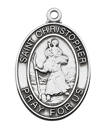 10.16 x 0.75 x 0.6 in. Sterling Silver St. Christopher Pendant