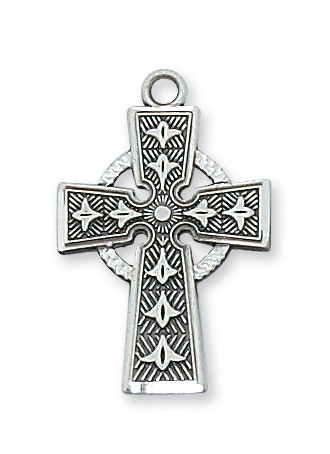 L8083 0.95 x 0.61 x 0.5 in. Sterling Silver Celtic Cross Pendant for Brass Chain