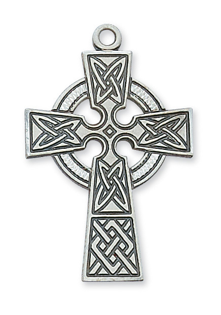 L9031 10.48 x 0.95 x 0.15 in. Sterling Silver Celtic Cross Pendant