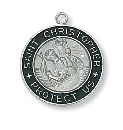 0.87 x 0.75 x 0.7 in. Sterling Silver St. Christopher Pendant