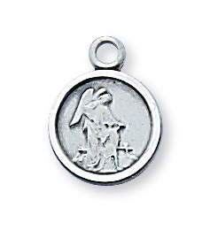 0.49 x 0.38 x 0.05 in. Sterling Silver Guardian Angel Pendant
