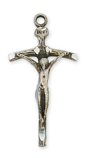 1.4 x 0.68 x .18 in. Sterling Silver Papal Crucifix Pendant