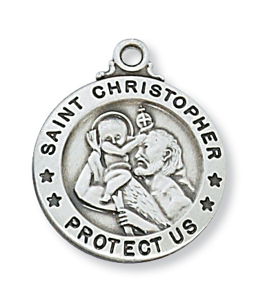 L600CH 0.95 x 0.79 x 0.6 in. Sterling Silver St. Christopher Pendant