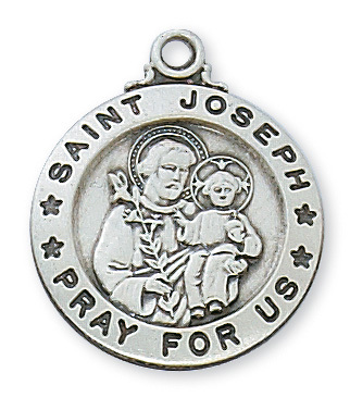 0.95 x 0.79 x 0.6 in. Sterling Silver St. Joseph Pendant