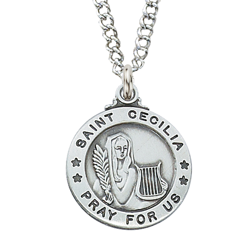 0.95 x 0.79 x 0.6 in. Sterling Silver St. Cecilia Pendant
