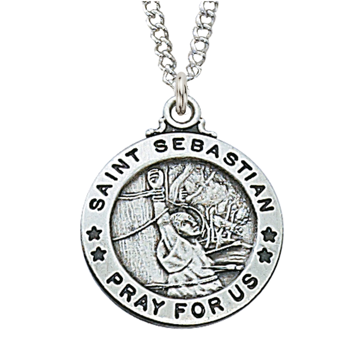 0.95 x 0.79 x 0.6 in. Sterling Silver St. Sebastian Pendant