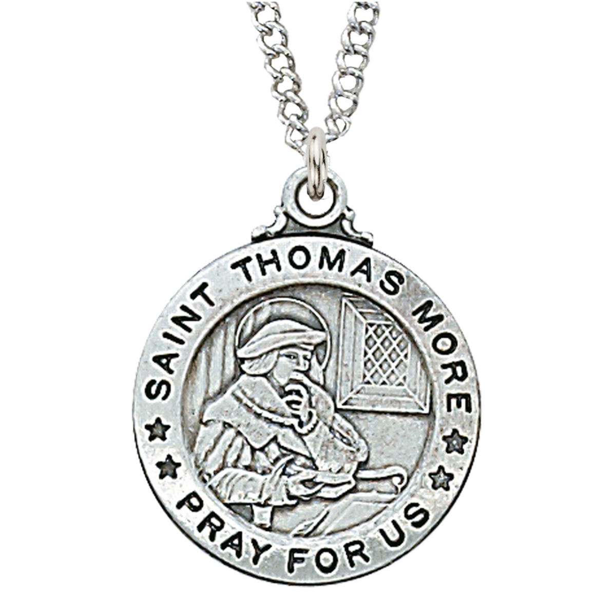 0.95 x 0.79 x 0.6 in. Sterling Silver St. Thomas More Pendant