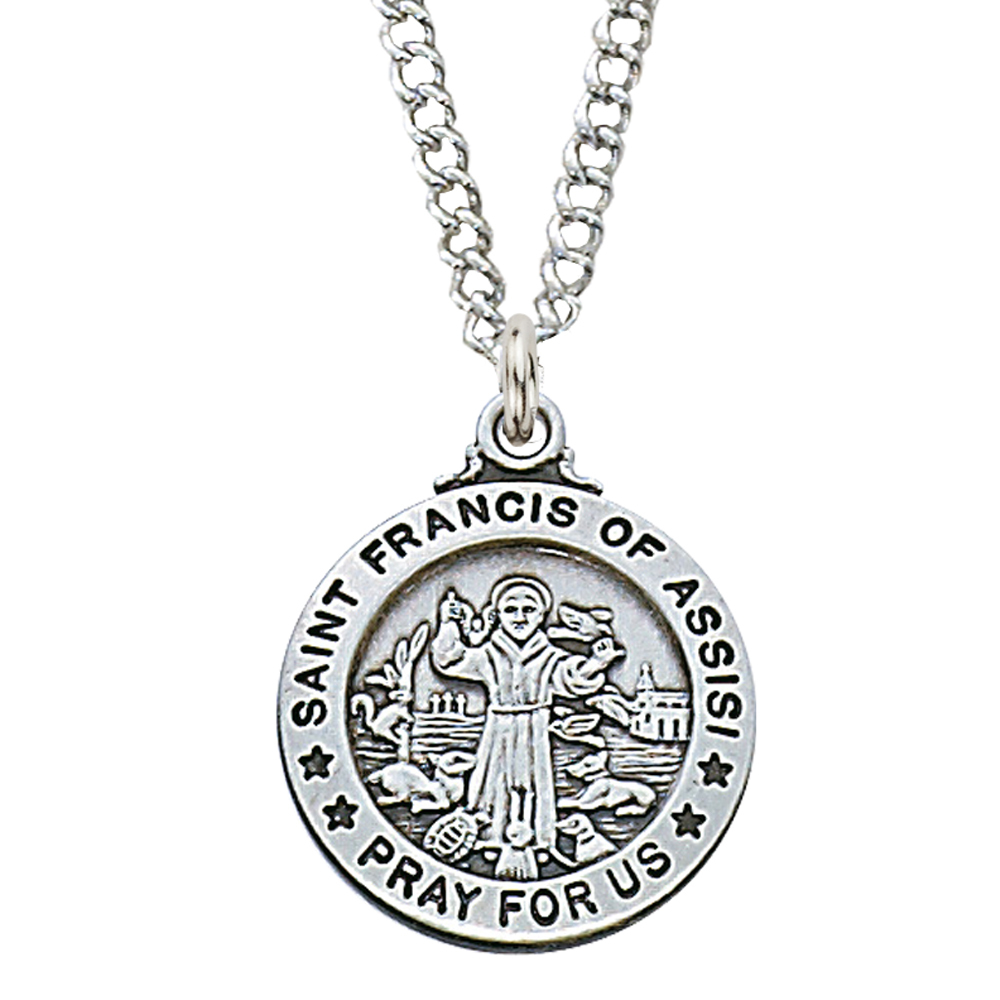 0.95 x 0.79 x 0.6 in. Sterling Silver St. Francis Pendant