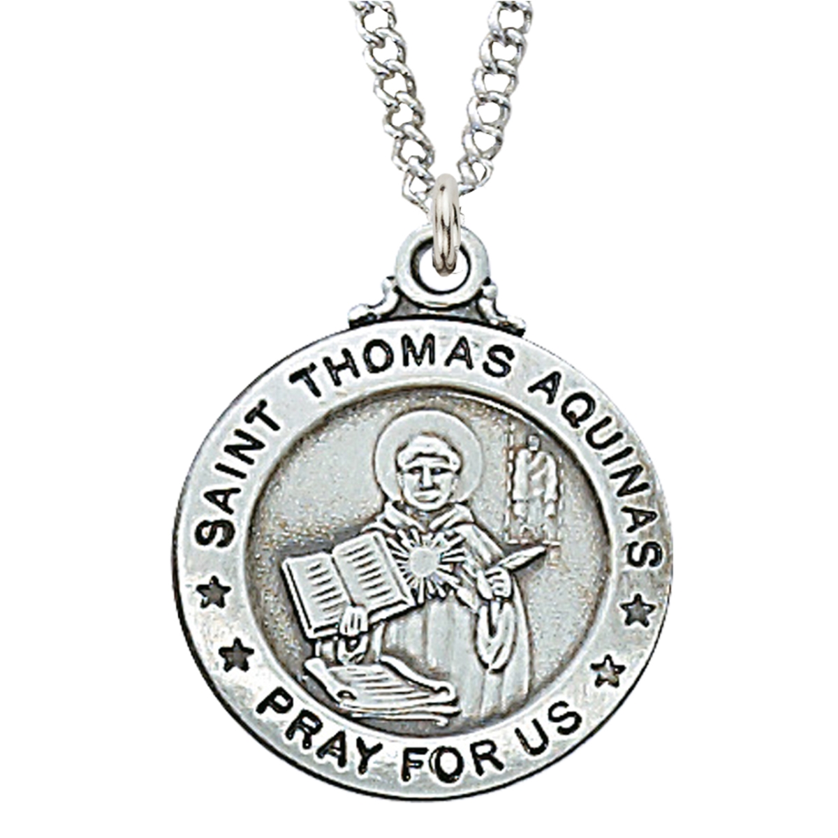 0.95 x 0.79 x 0.6 in. Sterling Silver St. Thomas Aquinas Pendant