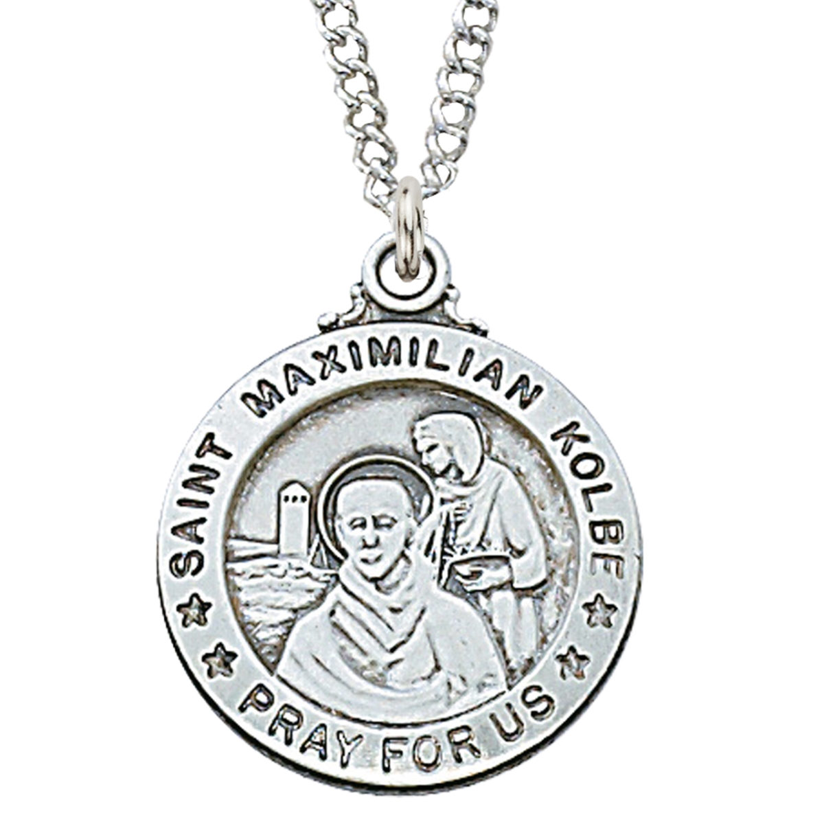 0.95 x 0.79 x 0.6 in. Sterling Silver St. Maximillian Kolbe Pendant