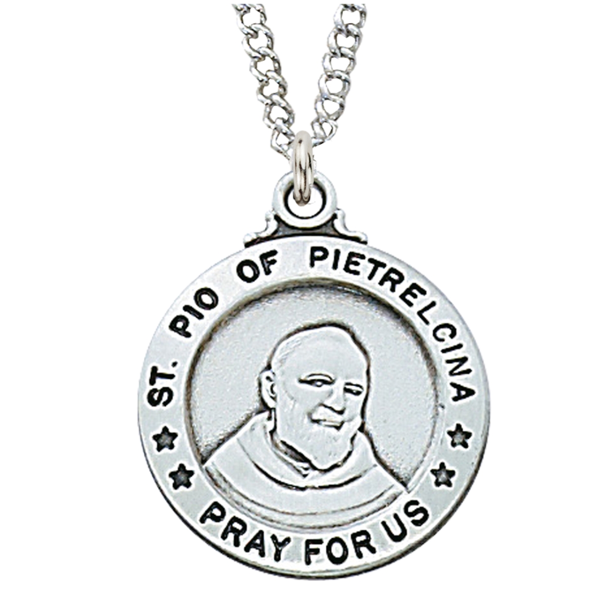 0.95 x 0.79 x 0.6 in. Sterling Silver St. Padre Pio Pendant