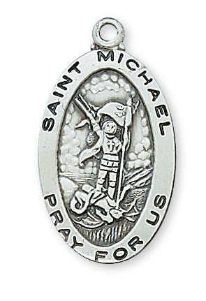 L500MK 1.05 x 0.58 x 0.7 in. Sterling Silver St. Michael Pendant