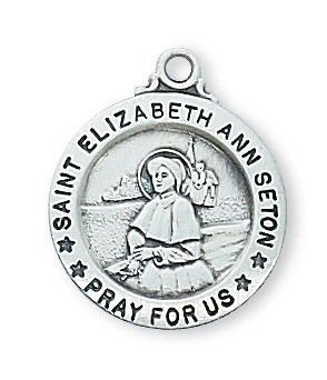 0.75 x 0.63 x 0.6 in. Sterling Silver St. Elizabeth Ann Seton Pendant