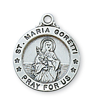 0.75 x 0.63 x 0.6 in. Sterling Silver St. Maria Goretti Pendant