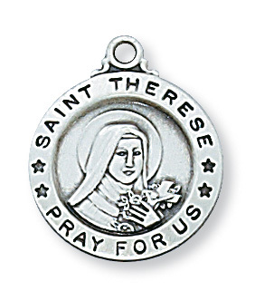 0.75 x 0.63 x 0.6 in. Sterling Silver St. Therese Pendant