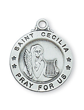 0.75 x 0.63 x 0.6 in. Sterling Silver St. Cecilia Pendant