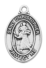 0.58 x 0.38 x 0.44 in. Sterling Silver St Christopher Pendant