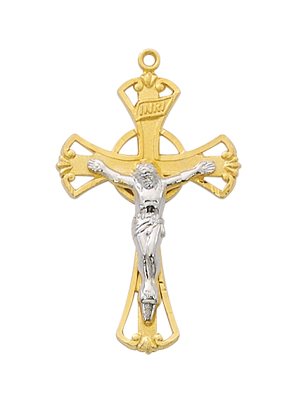 Picture of McVan JT9186 1.26 x 0.77 x 0.11 in. Gold Over Sterling Silver Crucifix with Chain