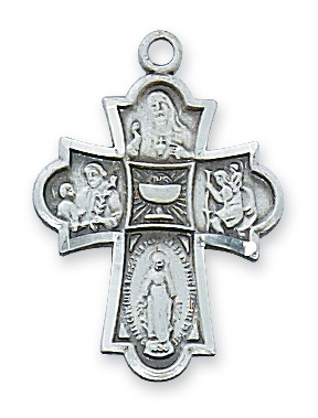 0.93 x 0.68 x 0.6 in. Sterling Silver 4-way Pendant