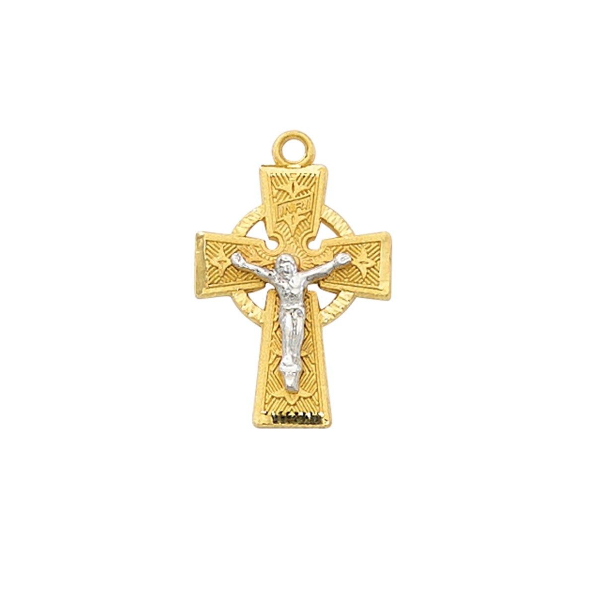 Picture of McVan JT9185 0.95 x 0.62 x 0.11 in. Gold Over Sterling Silver Celtic Crucifix with Chain