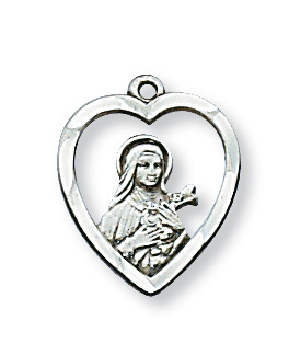 0.62 x 0.49 x 0.6 in. Sterling Silver St. Therese Pendant