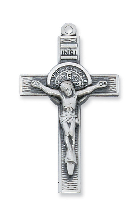 L9078 1.77 x 1.01 x .19 in. Sterling Silver St. Benedict Crucifix Pendant