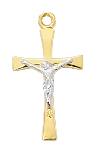 Picture of McVan J9190 0.75 x 0.63 x 0.6 in. Gold Over Sterling Silver Crucifix with Chain