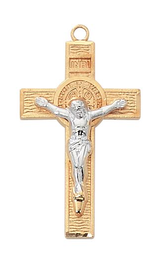 Picture of McVan J9199 1.24 x 0.7 x 0.13 in. Two-Tone Sterling Silver Benedict Cross