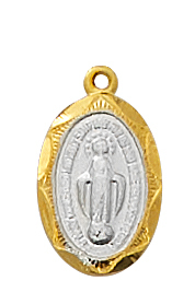 0.55 x 0.33 x 0.07 in. Gold Over Sterling Silver Miraculous Medal