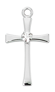 Picture of McVan L9208 0.74 x 0.42 x 0.12 in. Sterling Silver Silver Cross with Crystal Medal
