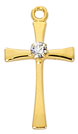 Picture of McVan J9208 0.74 x 0.42 x 0.12 in. Gold Over Sterling Silver Silver Cross