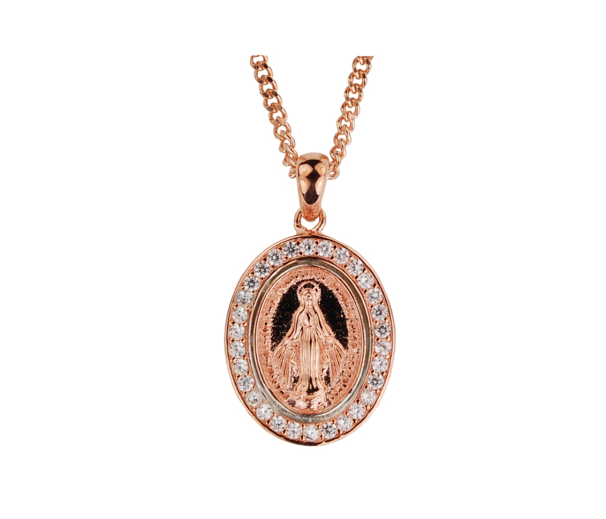0.87 x 0.64 x 0.1 in. Rose Gold Sterling Silver Miraculous Medal