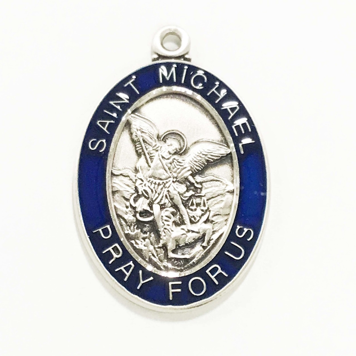 1.16 x 0.75 x 0.6 in. Sterling Silver with St.Michael Medal - Blue