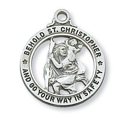 0.95 x .8 x 0.7 in. Sterling Silver St. Christopher Pendant for Brass Chain
