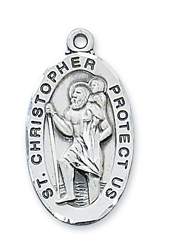 L607 1.19 x 0.65 x 0.7 in. Sterling Silver St.Christopher Pendant