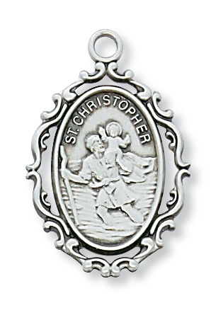 L621CH 1 x 0.65 x 0.6 in. Sterling Silver St. Christopher Pendant