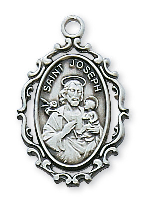 L621JS 1 x 0.65 x 0.6 in. Sterling Silver St. Joseph Pendant