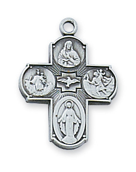 0.8 x 0.59 x 0.6 in. Sterling Silver 4-way Pendant