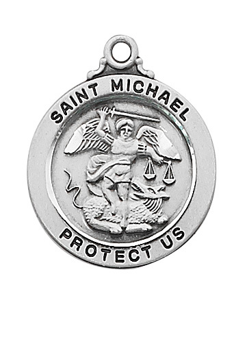 L636 0.96 x 0.8 x 0.7 in. Sterling Silver St. Michael Pendant