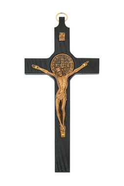8 in. Painted Wood Copper ST Benedict Boxed, Black