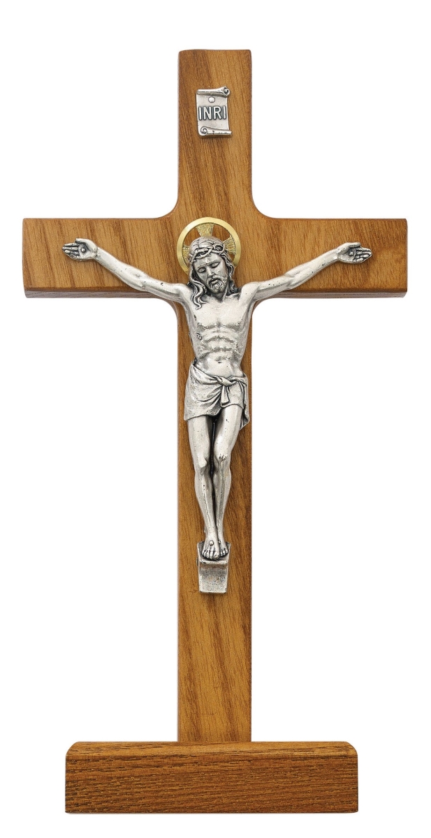 8 in. Cherry Stained Walnut Standing Crucifix