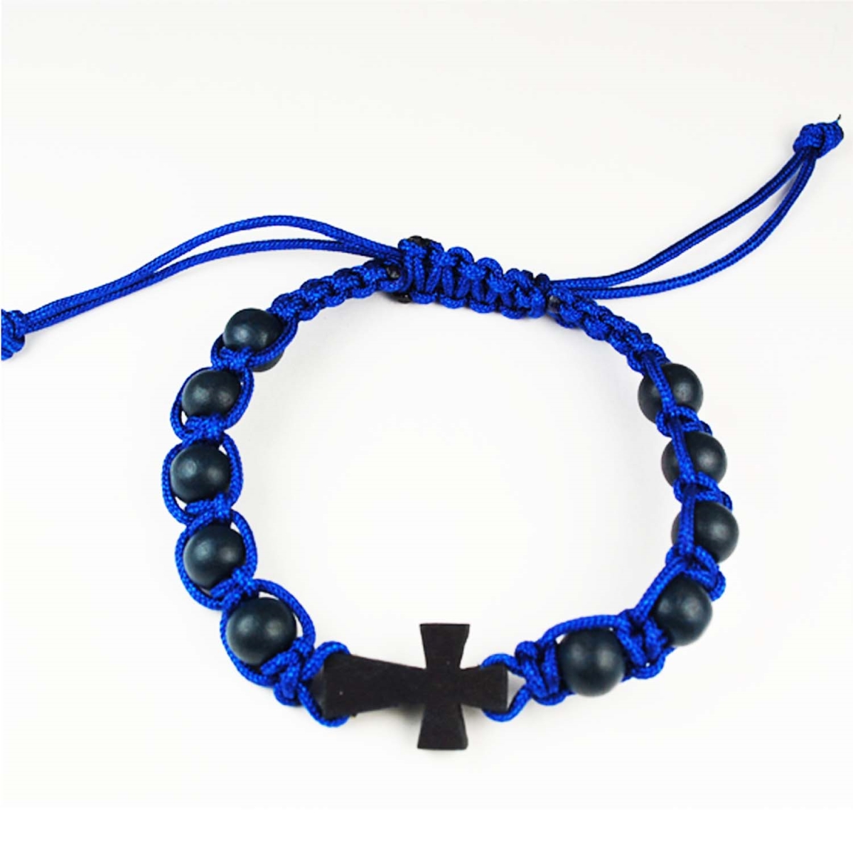 Picture of McVan BR854C Blue Wood Adjustable Cross Bagged Bracelet