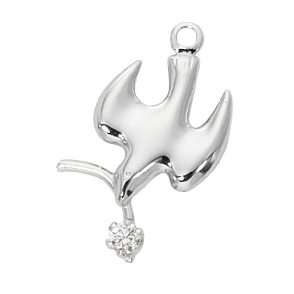 Sterling Holy Spirit Dove Pendant with Crystal Boxed